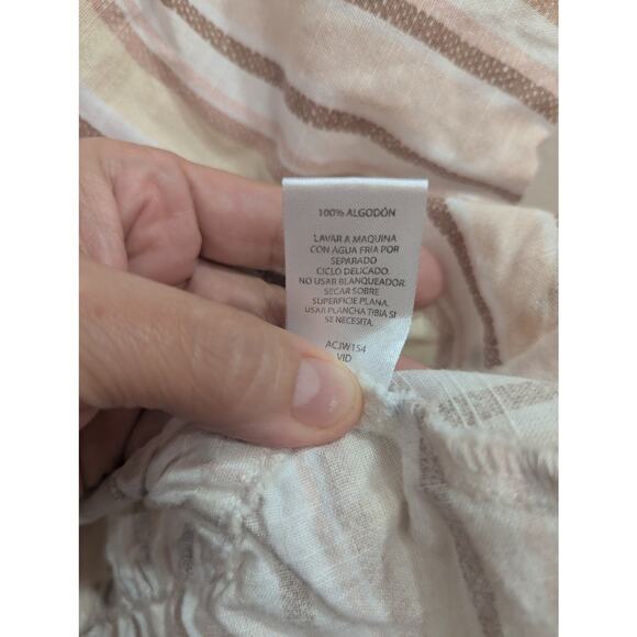 Women's pretty cropped peasant top w/neutral light stripes by Derrick Heart, XL - Picture 5 of 10